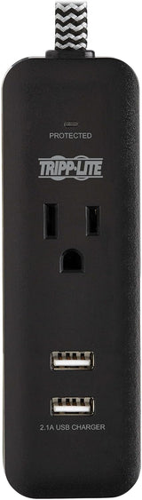Tripp Lite Surge Protector Power Strip 1-Outlet w 2 USB Ports 2.1A 4ft