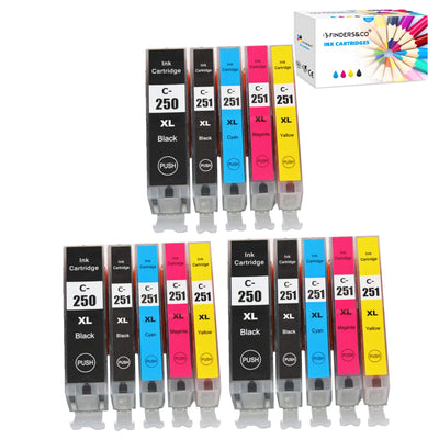 15-Pack Compatible Canon PGI-250 CLI-251 XL 250XL 251XL Ink Cartridges