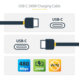 StarTech.com 10ft USB-C Charging Cable, USB-IF Certified, 240W PD EPR,