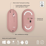 Logitech Pebble Mouse 2 M350s Slim Bluetooth Wireless Mouse, Portable,