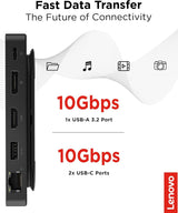 Lenovo USB-C Dual Display Travel Dock - 7 Ports, Integrated USB-C Cabl