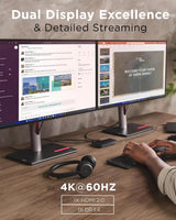 Lenovo USB-C Dual Display Travel Dock - 7 Ports, Integrated USB-C Cabl