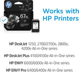 Cartouche d'encre noire HP 67XL grande capacité authentique, compatible avec HP DeskJet
