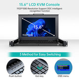 Console KVM MT-VIKI® pour montage en rack, switch KVM 8 ports VGA avec écran LCD 15,6 pouces