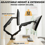 Dual Monitor Stand - Adjustable Dual Arm Mount for 17-35 Inch Screens