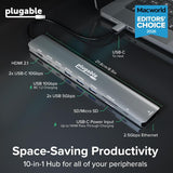 PLUGABLE HUB USB-C 10-EN-1 AVEC HDMI 8K EN TRANSIT 140W DE CHARGE