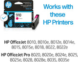 Original HP 910 Magenta Ink Cartridge, Works with HP OfficeJet 8010