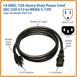 Tripp Lite Cordon d'alimentation informatique robuste 5-15P vers C13, 15A, 14 AWG, N