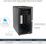 Startech RK2236BKF 22U 36IN Server Rack Cabinet Glass Door