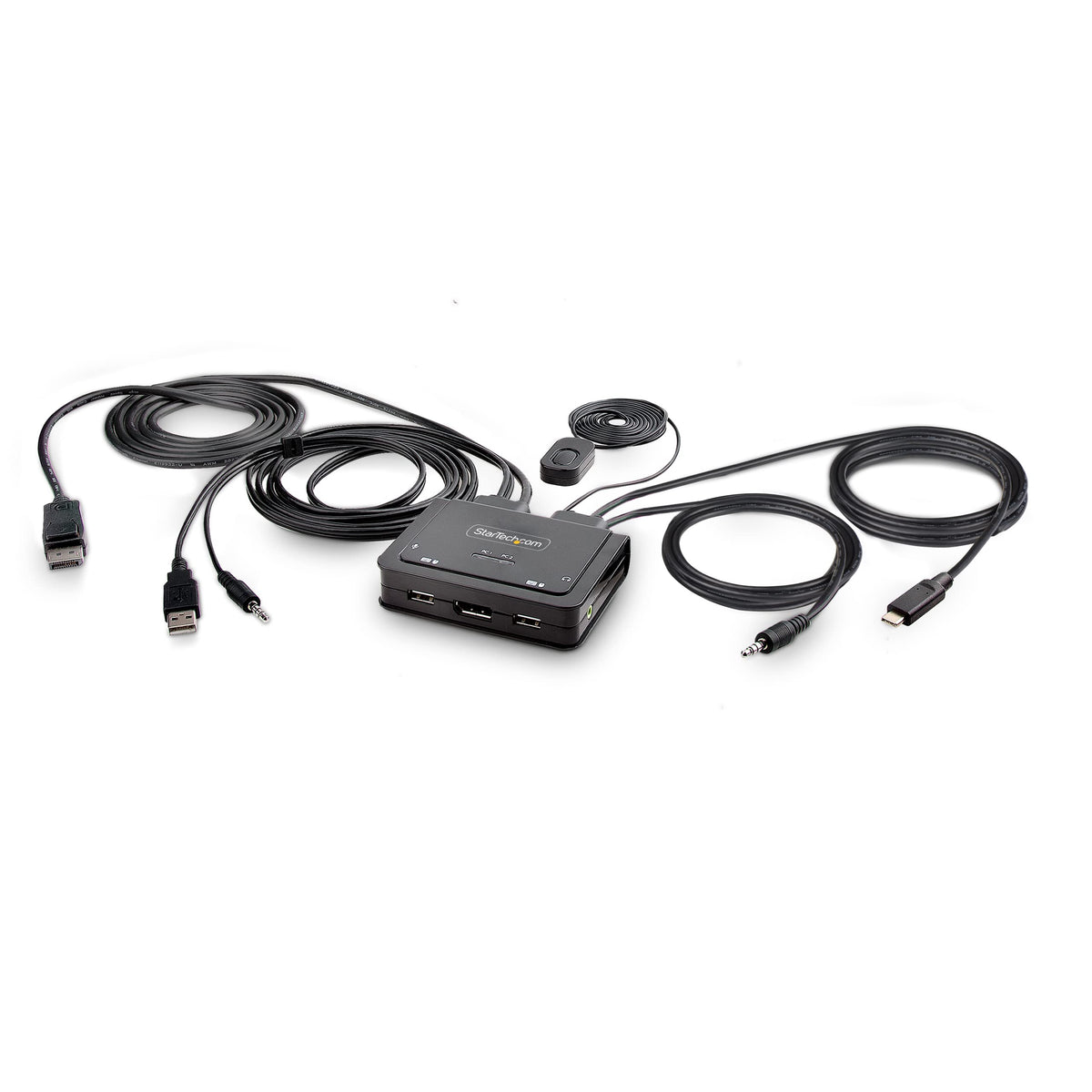 StarTech.com 2-Port Hybrid USB-C DisplayPort Cable KVM Switch, 4K 60Hz
