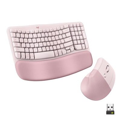 Logitech Wave Keys & Lift Combo - Ergonomic Wireless Keyboard, Rose