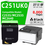C251UK0 Black Toner Cartridge Compatible with Lexmark ONLY for C2535 M