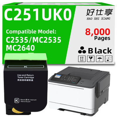 C251UK0 Black Toner Cartridge Compatible with Lexmark ONLY for C2535 M