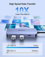 Station d'accueil USB C BENFEI, Hub USB C 8-en-1 avec double affichage triple