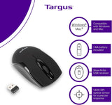 Targus Wireless - Optical Mouse w/Matte Surface- Black, AMW575TT USB D