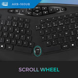 Adesso AKB-160UB TruForm Ergonomic Desktop Keyboard, Split Key Zones,