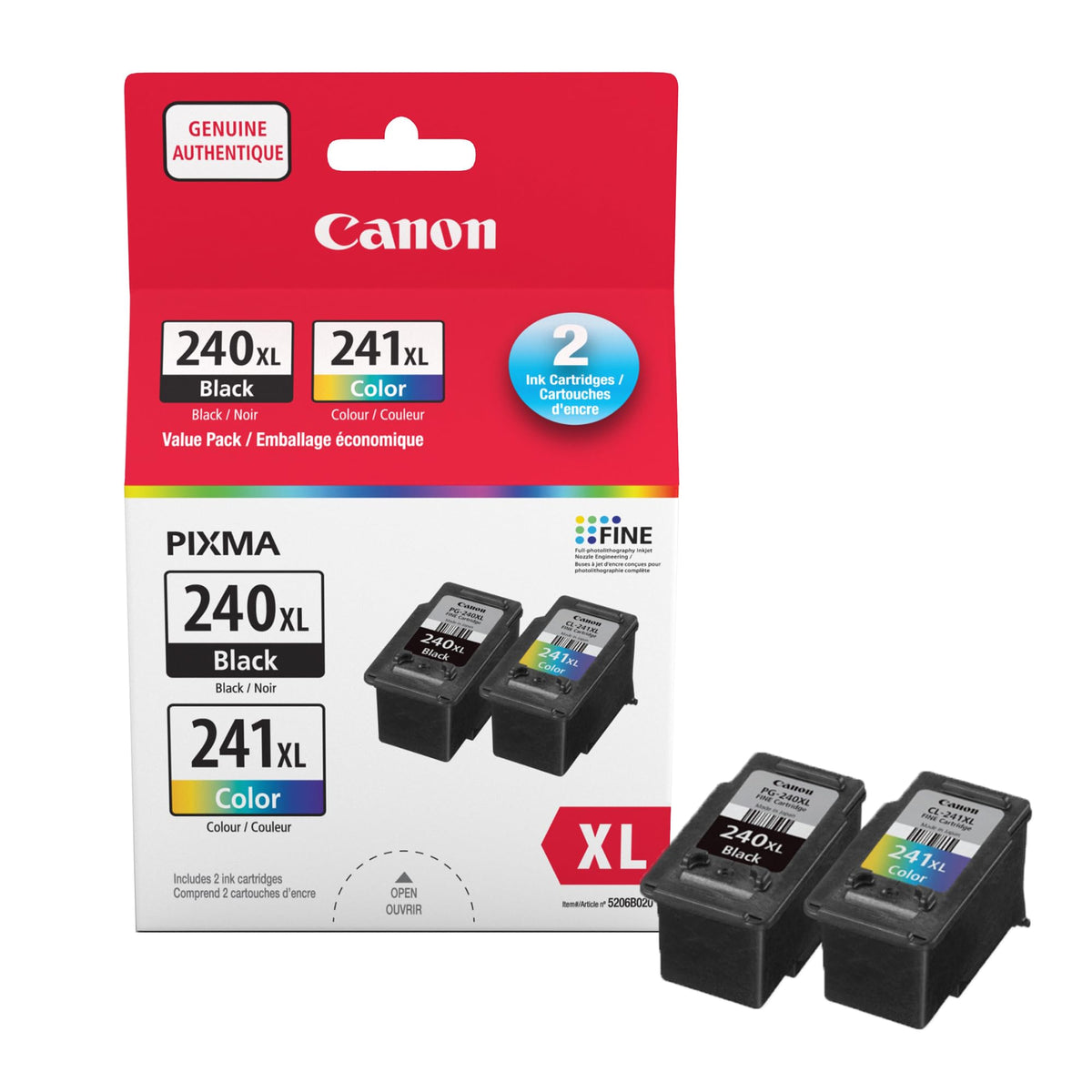 Canon Genuine Ink PG-240XL Black/CL-241XL Colour, High-Yield Value Pac