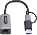StarTech.com Adaptateur USB-C vers Ethernet avec Dongle USB-A, 10/100/1000 Mbps