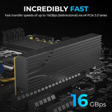 Carte additionnelle (AIC) SABRENT M.2 NVMe SSD vers PCIe x16 sans outil avec alum