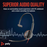 Poly Blackwire 3210 Wired Headset (Plantronics) - Noise-Canceling Mic