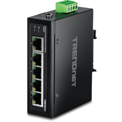 TRENDnet 5-Port Industrial Fast Ethernet DIN-Rail Switch, TI-E50, 5 x