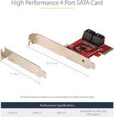 StarTech 4-Port SATA III 6Gbps PCIe Card, Non-RAID (4P6G-PCIE-SATA-CAR