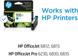 HP 935XL, Ink Cartridge, Cyan, Works with HP OfficeJet 6800 series