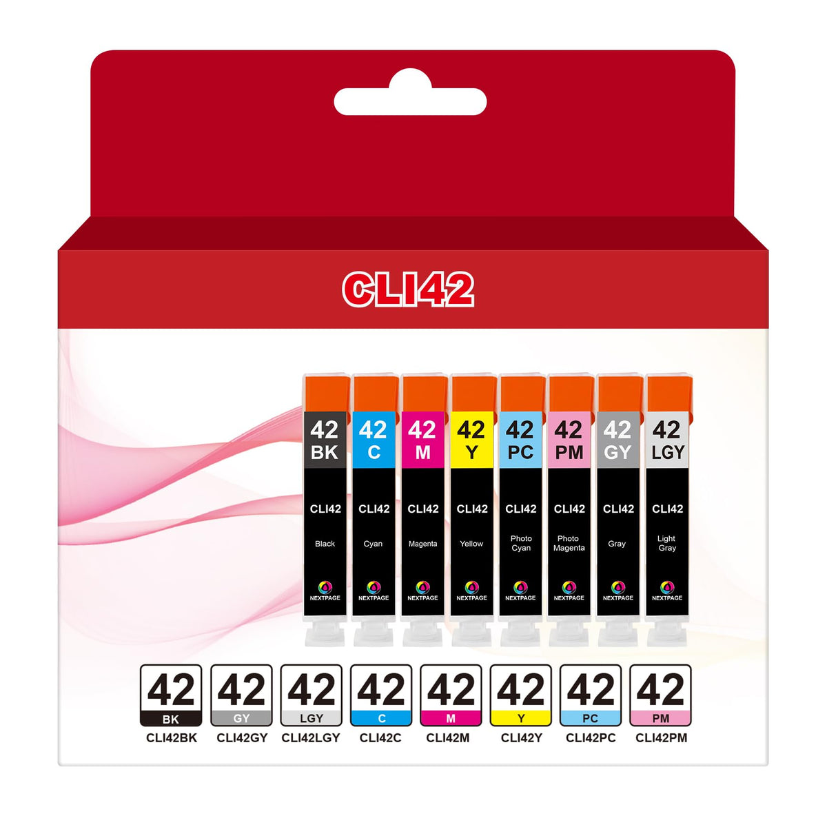 Cartouches d'encre compatibles NEXTPAGE de remplacement pour Canon CLI42, ensemble de 8