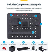 StarTech.com Clamp-On Pegboard with Accessories, 16.5 x 12.5in, Steel