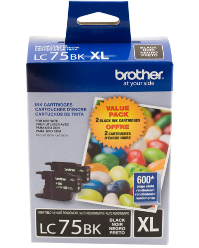 Brother Genuine LC752PKS High-Yield Black Ink Cartridge Value Pack (2)
