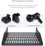 StarTech.com 2U Vented Server Rack Shelf, 16in/41.5cm Mounting Depth,