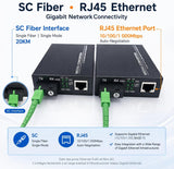 Elfcam® - 1 Pair Gigabit Fiber Ethernet Converters 1000M/100M/10M, SFP