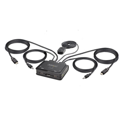 StarTech.com 2-Port USB-C Cable KVM Switch, 4K 60Hz DisplayPort Output