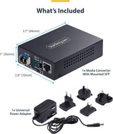 Startech MCMGBSCSM10 10M Fiber Media Converter SM 1000BASE-LX