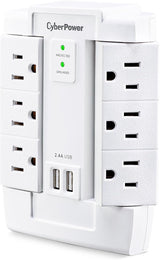 6OUTLET Swivel Wall TAP 1200J 2 USB 2.4A White