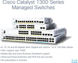 Cisco Catalyst 1300-8FP-2G Managed Switch, 8 Port GE, Full PoE, 2x1GE