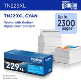 Brother Original TN229XLC High-Yield Cyan Toner Cartridge, Higher Yiel