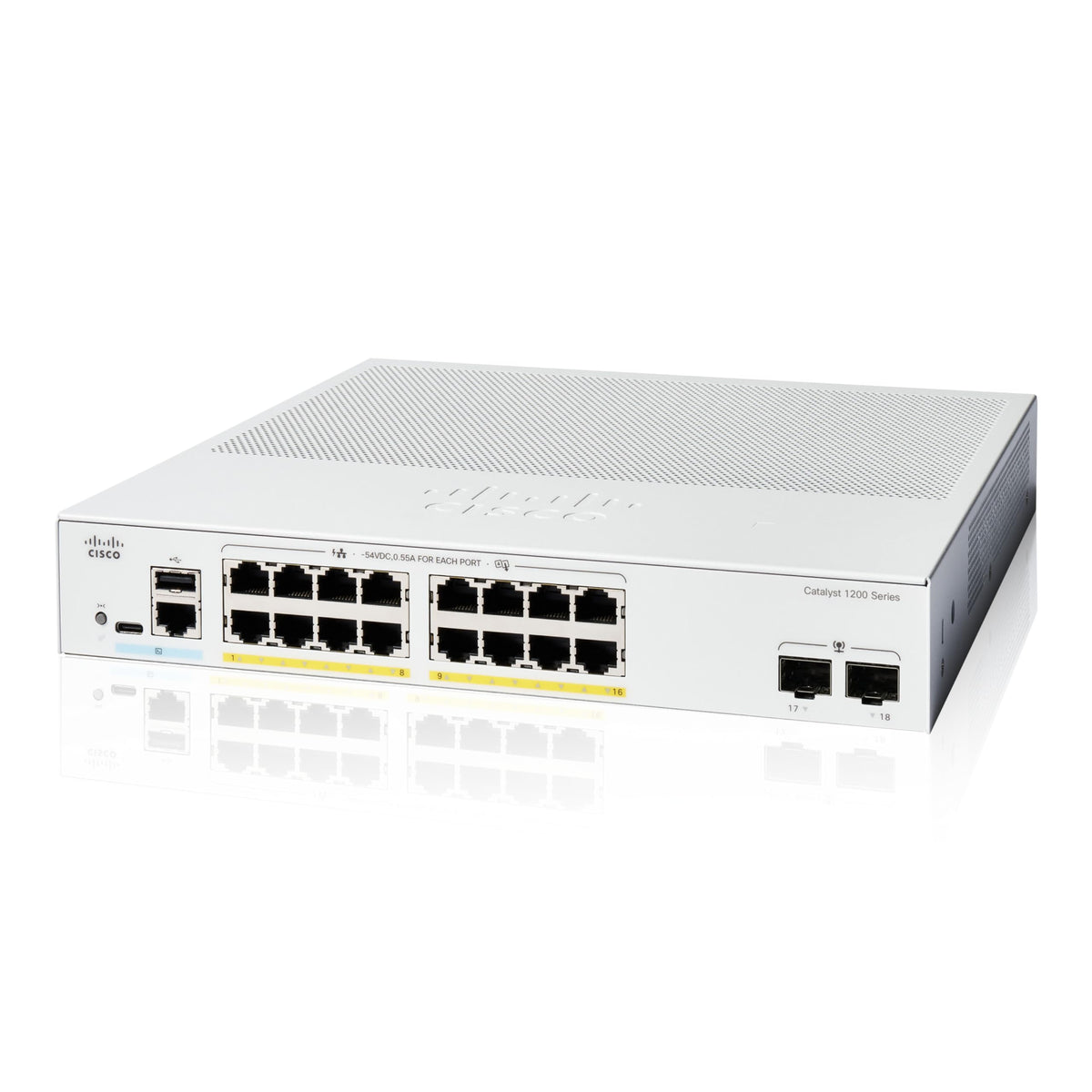 Cisco Catalyst 1200-16P-2G Commutateur intelligent, 16 ports GE, PoE, 2x1GE SFP, L