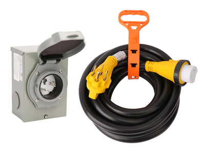 PEAKTOW 50Amp 15 Feet Generator Cord and Power Inlet Box Combo Kit, wi