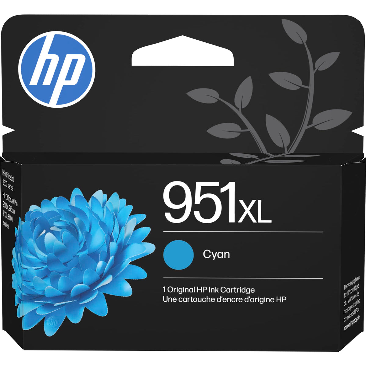 Cartouche d'encre HP 951XL cyan grande capacité authentique, compatible avec les imprimantes HP Office
