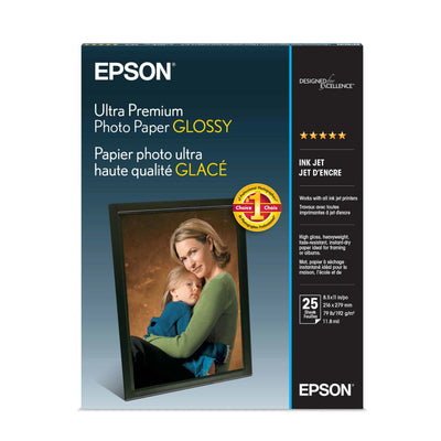 Epson Ultra Premium Photo Paper Glossy (8.5x11 Inches, 25 Sheets) (S04