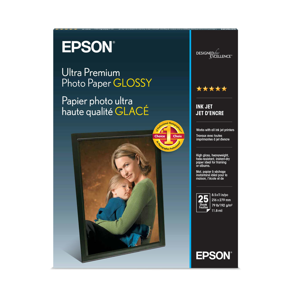 Epson Ultra Premium Photo Paper Glossy (8.5x11 Inches, 25 Sheets) (S04