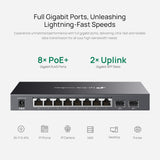 TP-Link Jetstream Commutateur intelligent administrable Gigabit 10 ports dont 8 ports PoE+ 61W