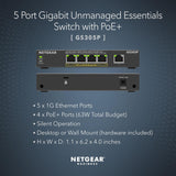 NETGEAR 5-Port Gigabit Ethernet PoE+ Unmanaged Switch (GS305P)