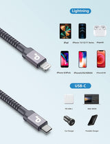 Câble USB C vers Lightning 3 pieds, lot de 2 [Certifié MFI] USB-C vers Ligh pour Apple