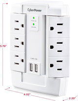 6OUTLET Swivel Wall TAP 1200J 2 USB 2.4A White