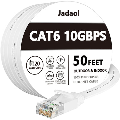 Cat 6 Ethernet Cable 50 ft, Outdoor&Indoor 10Gbps Support Cat8 Cat7 Ne