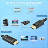 Câble DisplayPort vers HDMI 4K, 6pi Adaptateur DP vers HDMI Mâle Vidéo UHD 4K@