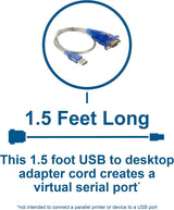 C2G 26886 USB to DB9 Serial RS232 Adapter Cable, Blue (1.5 Feet, 0.45
