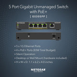NETGEAR Commutateur Gigabit 5 ports PoE+ non géré (GS305PP)